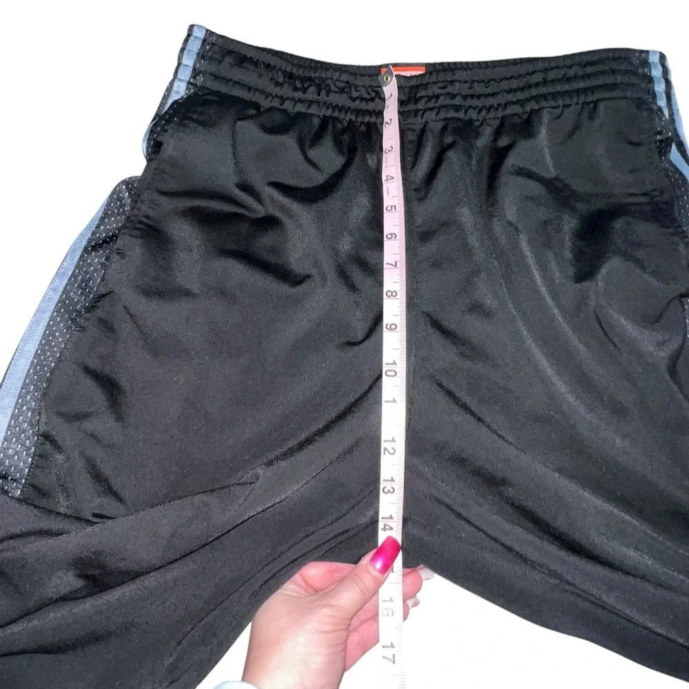 Y2k Adidas Shiny Track Pants Black With Gray Side‎ Stripes Mens Large Activewear